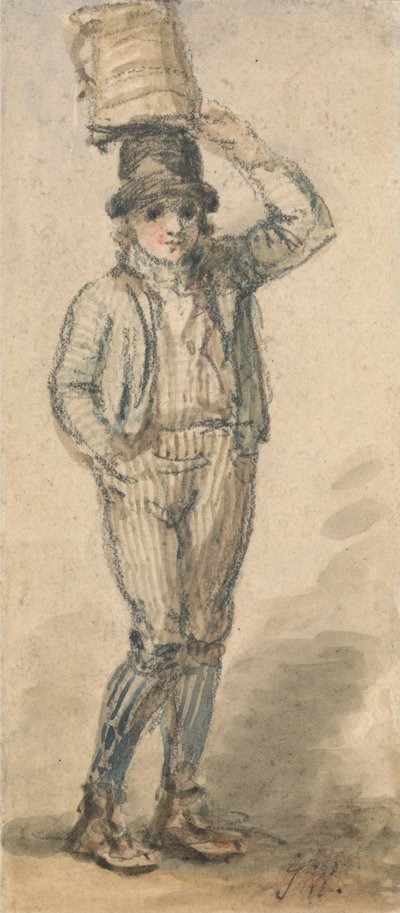 Boy Carrying a Pail on His Head by James Ward